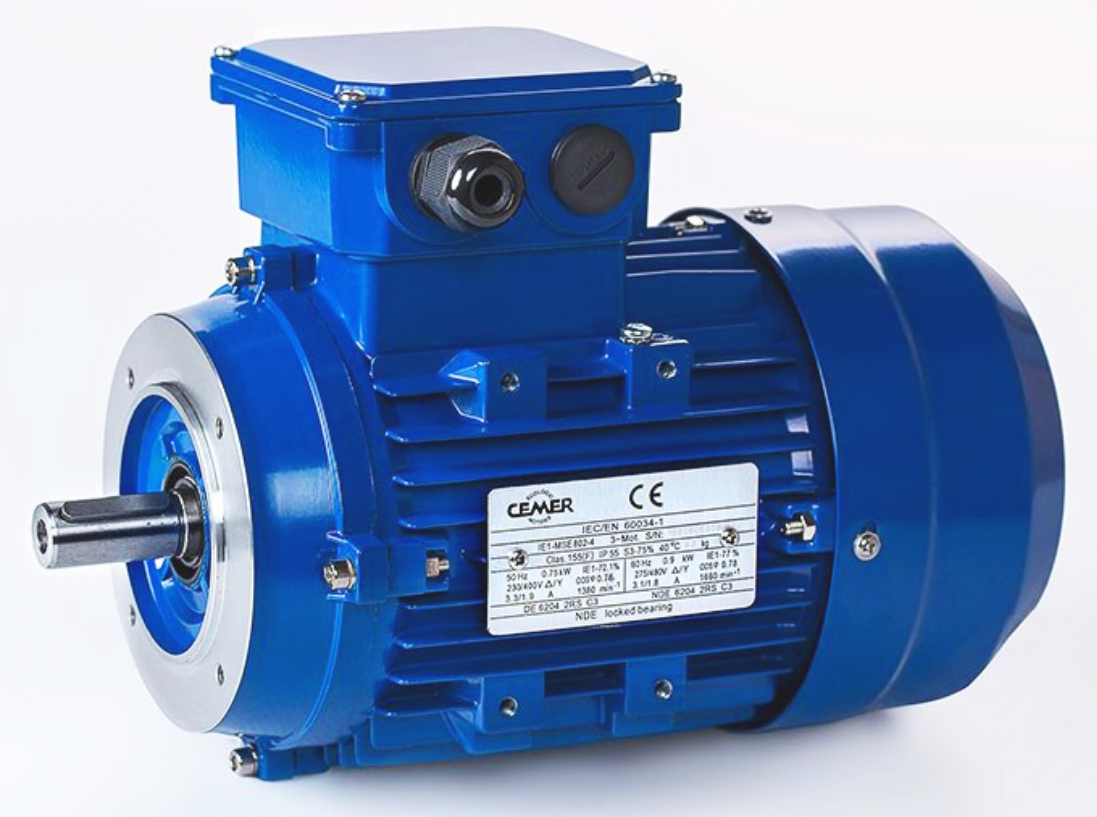 Moteur asynchrone triphasé aluminium IE1 – 2,2 kW – 750 tr/min – B14 à bride compacte – MS132 S